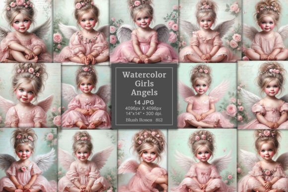 Download Vintage Cute Girls Angels Clipart JPG - Vintage Collection