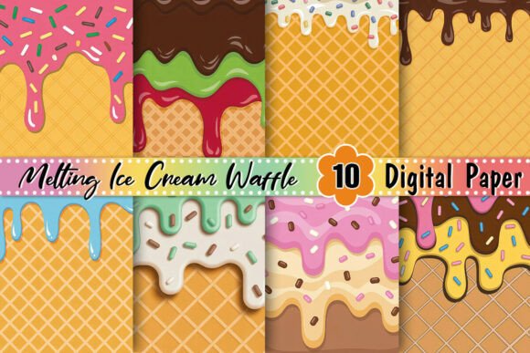 Download Melting Ice Cream Waffle Background - Cream Collection