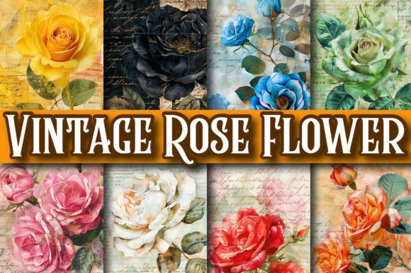 Download Vintage Rose Flower Digital Paper - Vintage Collection